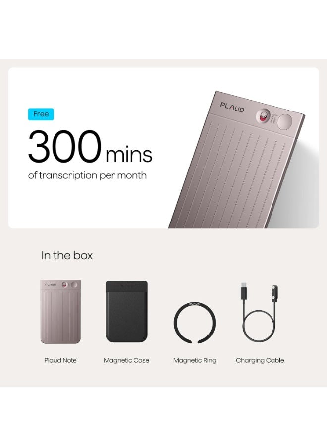 بلود مسجل الصوت الذكي PLAUD NOTE، تحكم عبر التطبيق، نسخ وتلخيص مدعوم بتقنية ChatGPT، يدعم 57 لغة، سعة تخزين 64 جيجابايت، مسجل صوت للمكالمات والاجتماعات والمقابلات، Starlight - Image 3